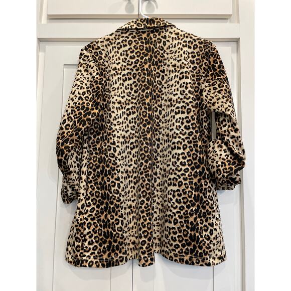 Savannah Jane Leopard Floral knit roll tab sleeve blazer S - Picture 2 of 9
